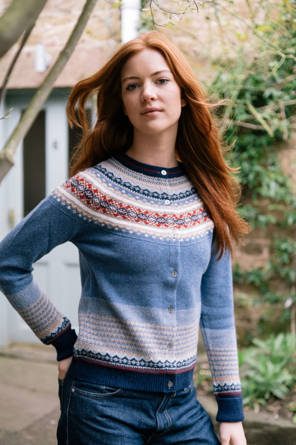 Eribé Strickjacke Alpine Cardigan Blue Morning bei Nauli and Stories