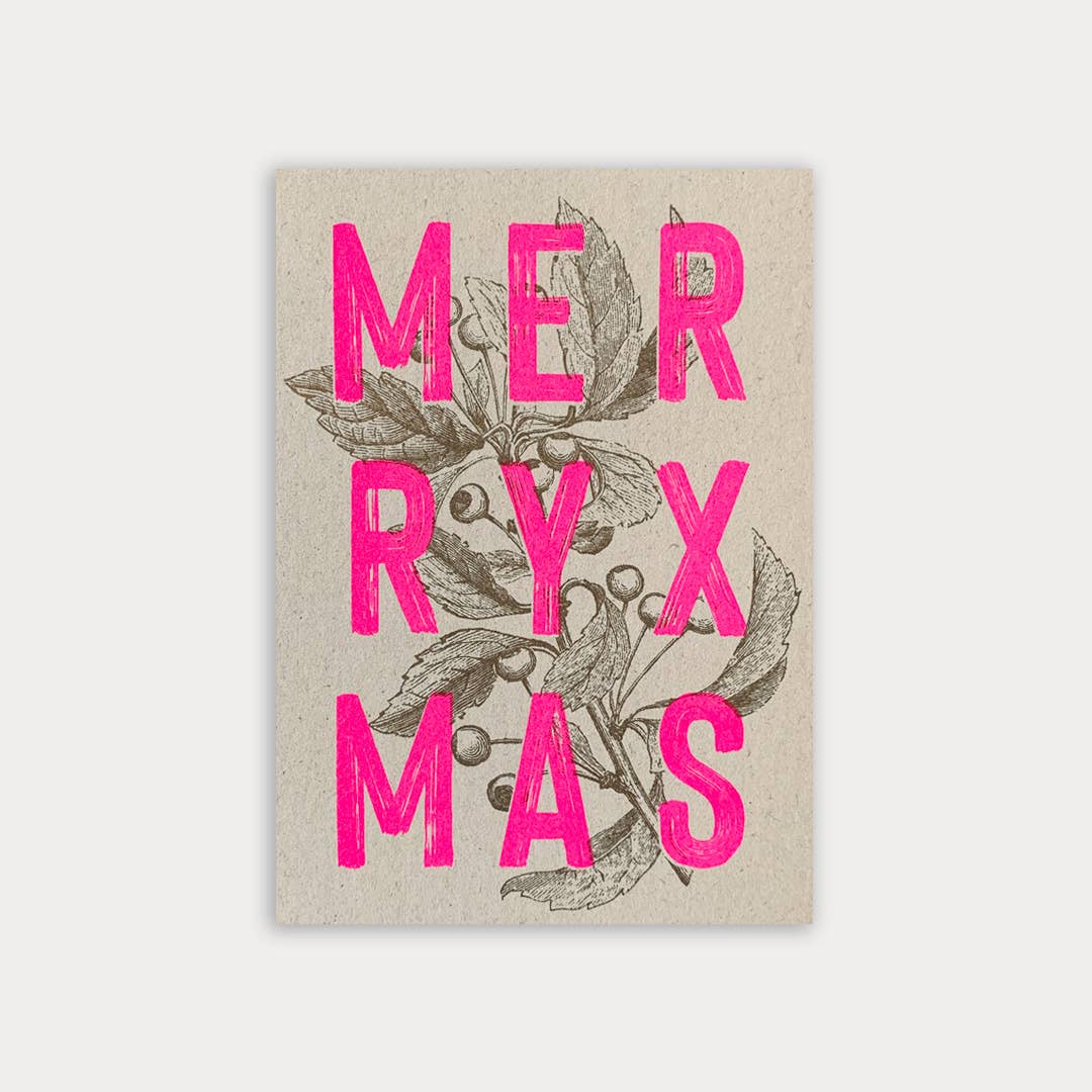Feingeladen / Togethery Weihnachtskarte Postkarte / Typo / Merry Xmas / Pflanzenfarbe / Ökopapier