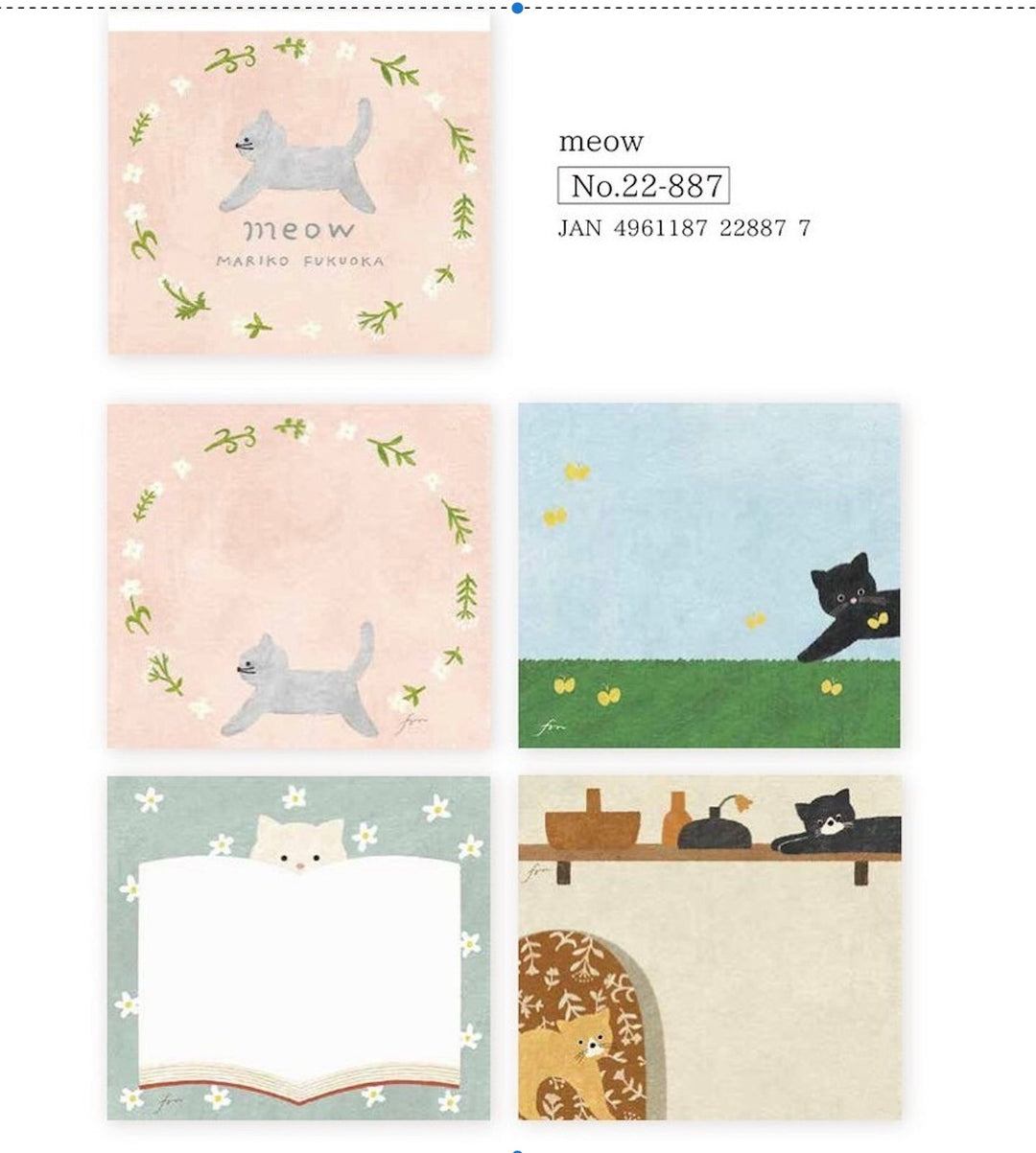 Furukawa Shiko Briefpapier Notizblock - Katze im Blumenkranz bei Nauli and Stories