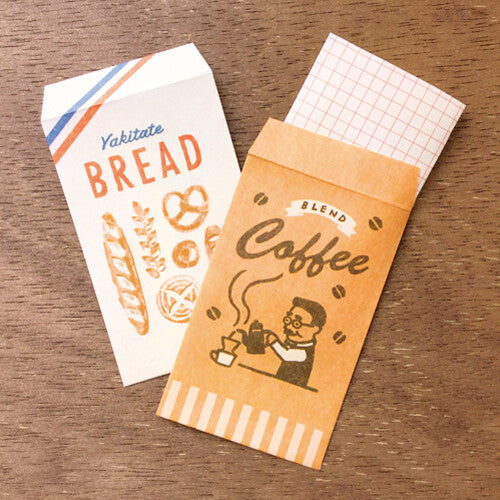 Furukawa Shiko Mini-Briefpapier Paper Marche Paper Bag Mini Letter Set - Bread & Coffee bei Nauli and Stories