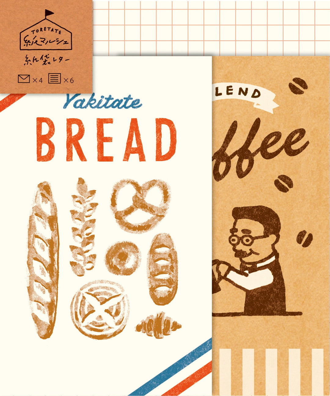 Furukawa Shiko Mini-Briefpapier Paper Marche Paper Bag Mini Letter Set - Bread & Coffee bei Nauli and Stories