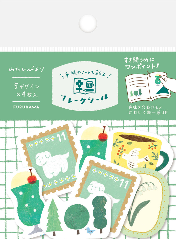 Furukawa Shiko Sticker Washi Flakes Grün bei Nauli and Stories