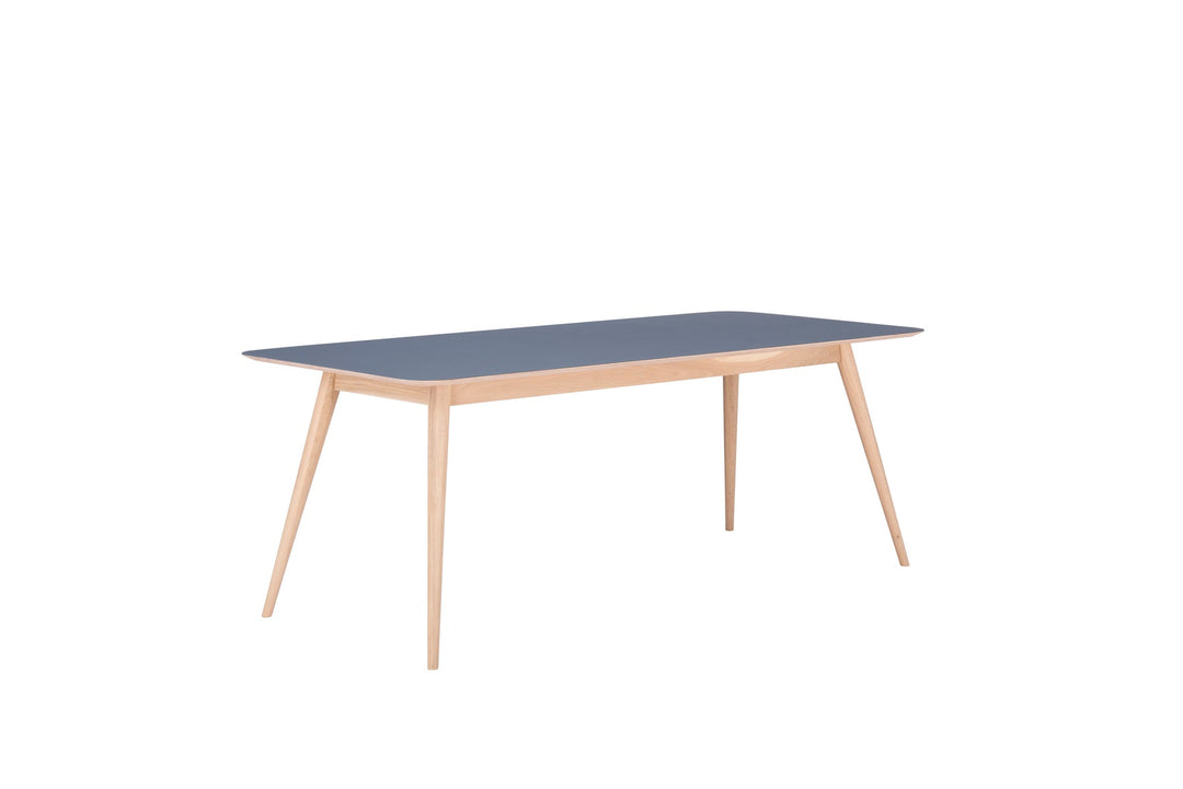 Gazzda Tisch STAFA eckiger Massivholztisch aus Eiche mit Linoleumplatte