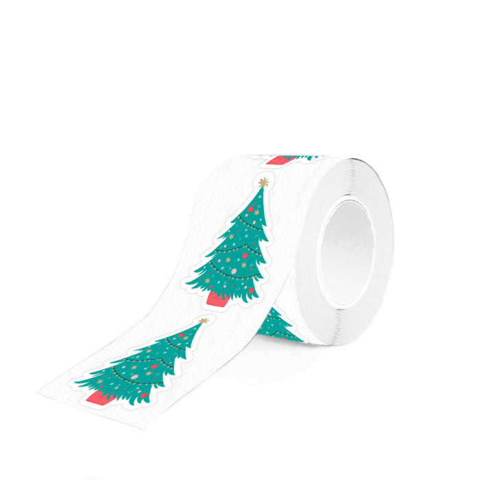 Geschenkverpackung Sticker Geschenksticker Weihnachtsbaum neon