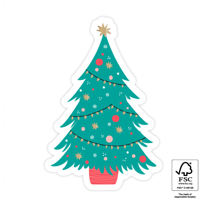 Geschenkverpackung Sticker Geschenksticker Weihnachtsbaum neon