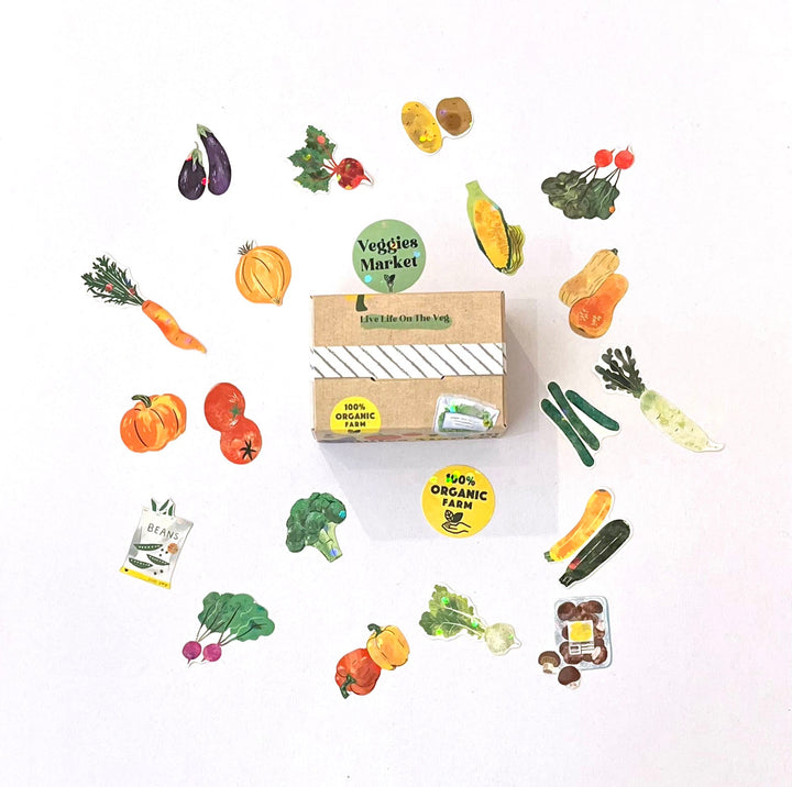 Greeting Life Inc. Sticker Gemüse | Veggies Market | Flake Sticker in Versandschachtel bei Nauli and Stories