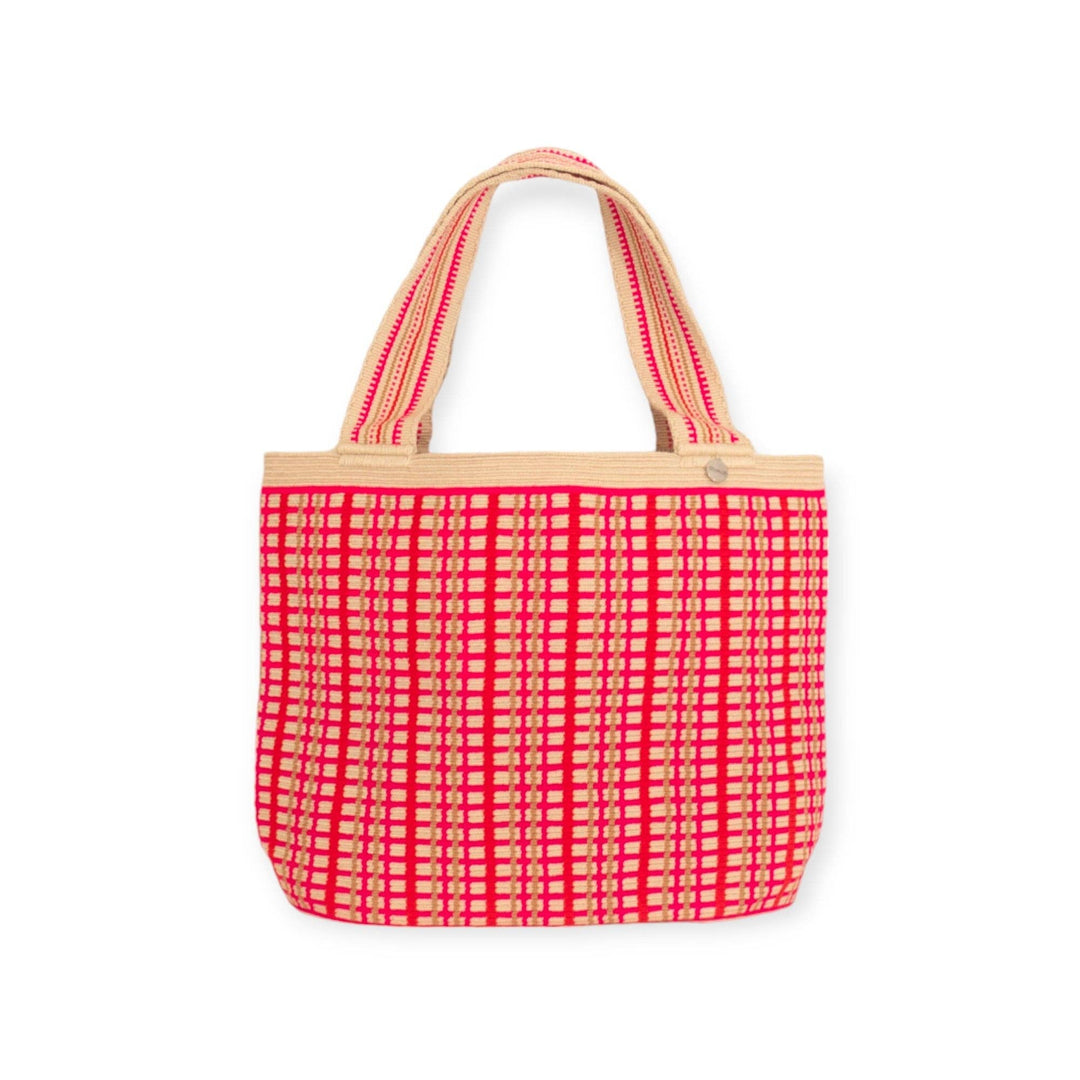 Guajii Tote Bag Check oval tote | Ruby red