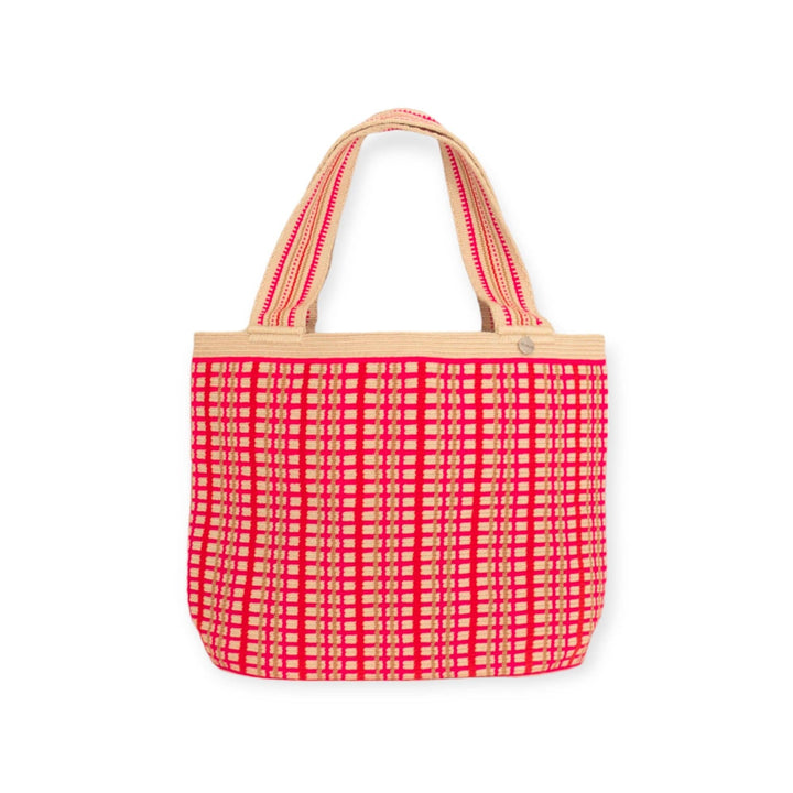 Guajii Tote Bag Check oval tote | Ruby red