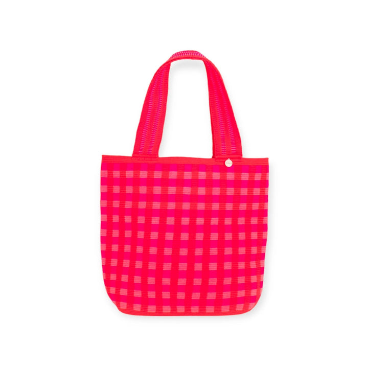 Guajii Tote Bag Gingham oval tote | Cerise neonpink