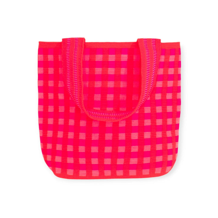 Guajii Tote Bag Gingham oval tote | Cerise neonpink