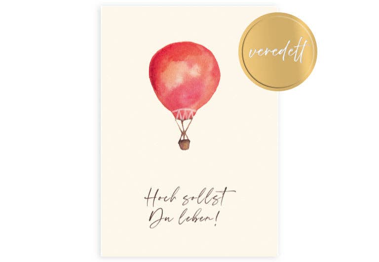 Hey!Cards GmbH &amp; Co. KG Grußkarte Heißluftballon Hoch sollst Du Leben bei Nauli and Stories