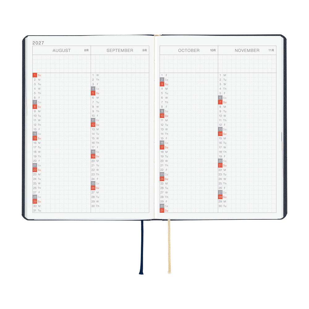 Hobonichi Kalender HON A6 Slash (Navy) - 2027 bei Nauli and Stories