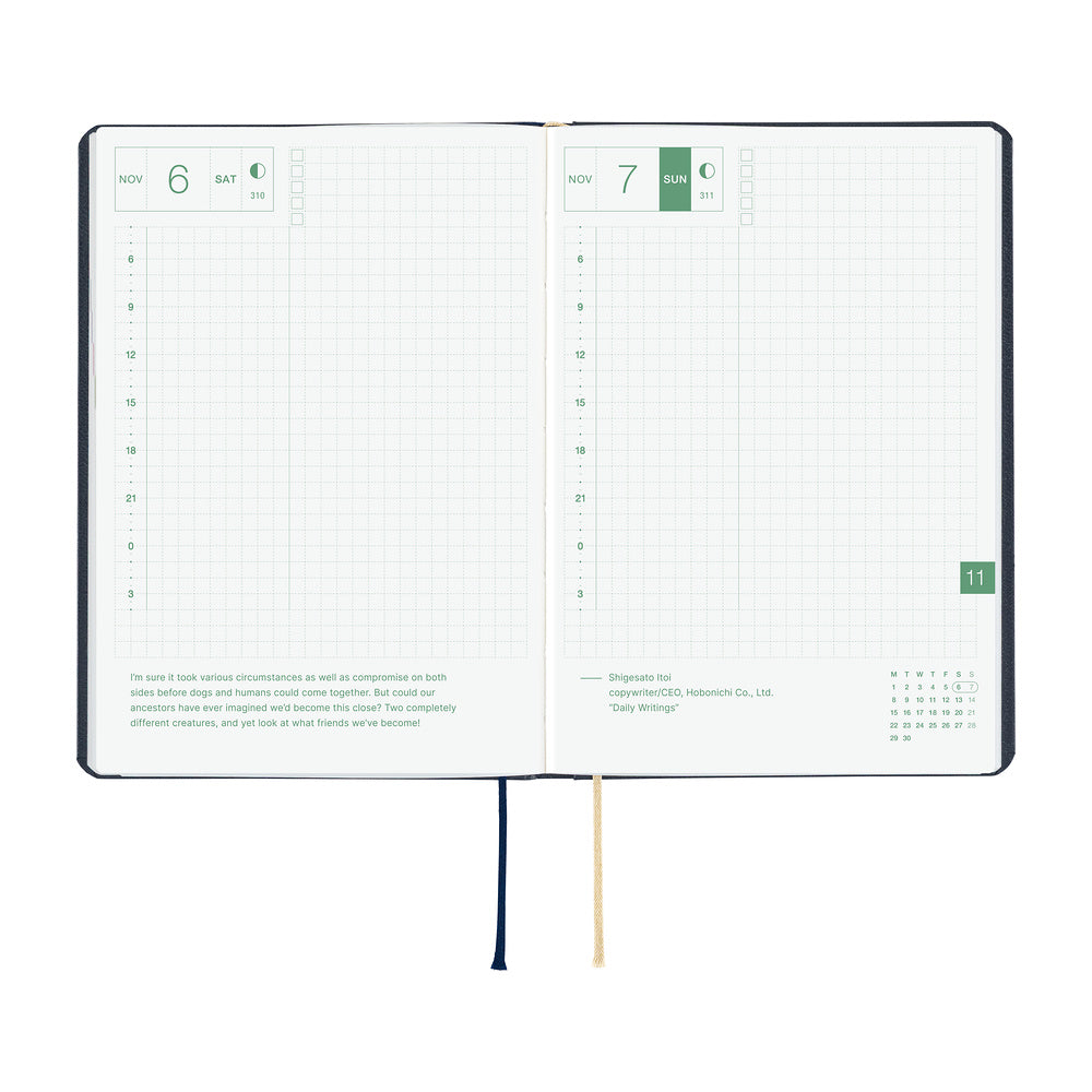 Hobonichi Kalender HON A6 Slash (Navy) - 2027 bei Nauli and Stories