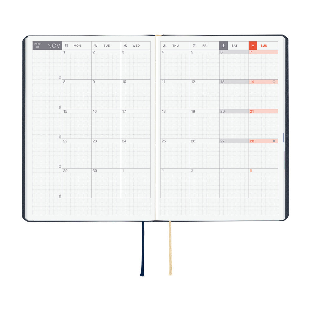 Hobonichi Kalender HON A6 Slash (Navy) - 2027 bei Nauli and Stories