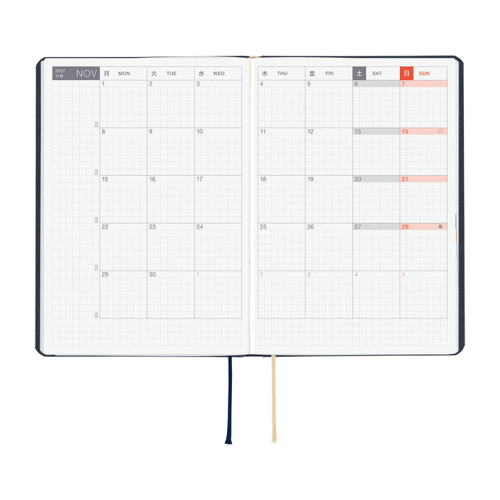 Hobonichi Kalender HON A6 Slash (Navy) - 2027 bei Nauli and Stories