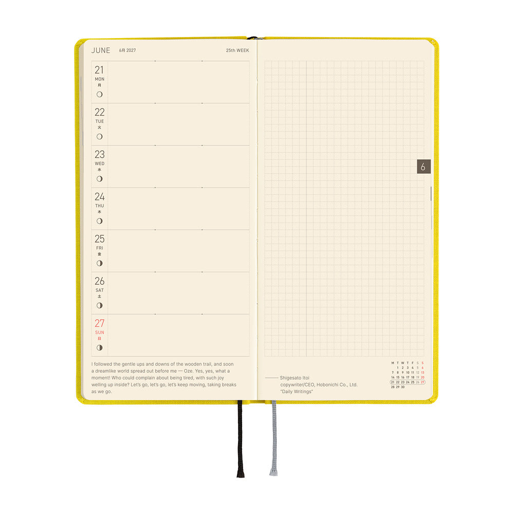 Hobonichi Kalender Weeks Colors: Canaria Yellow - 2027 bei Nauli and Stories