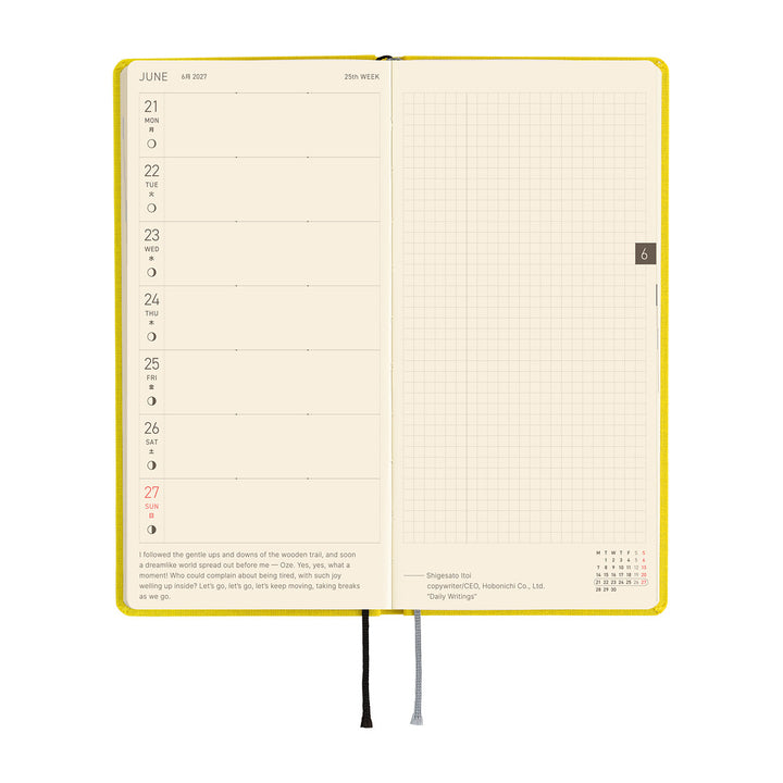 Hobonichi Kalender Weeks Colors: Canaria Yellow - 2027 bei Nauli and Stories