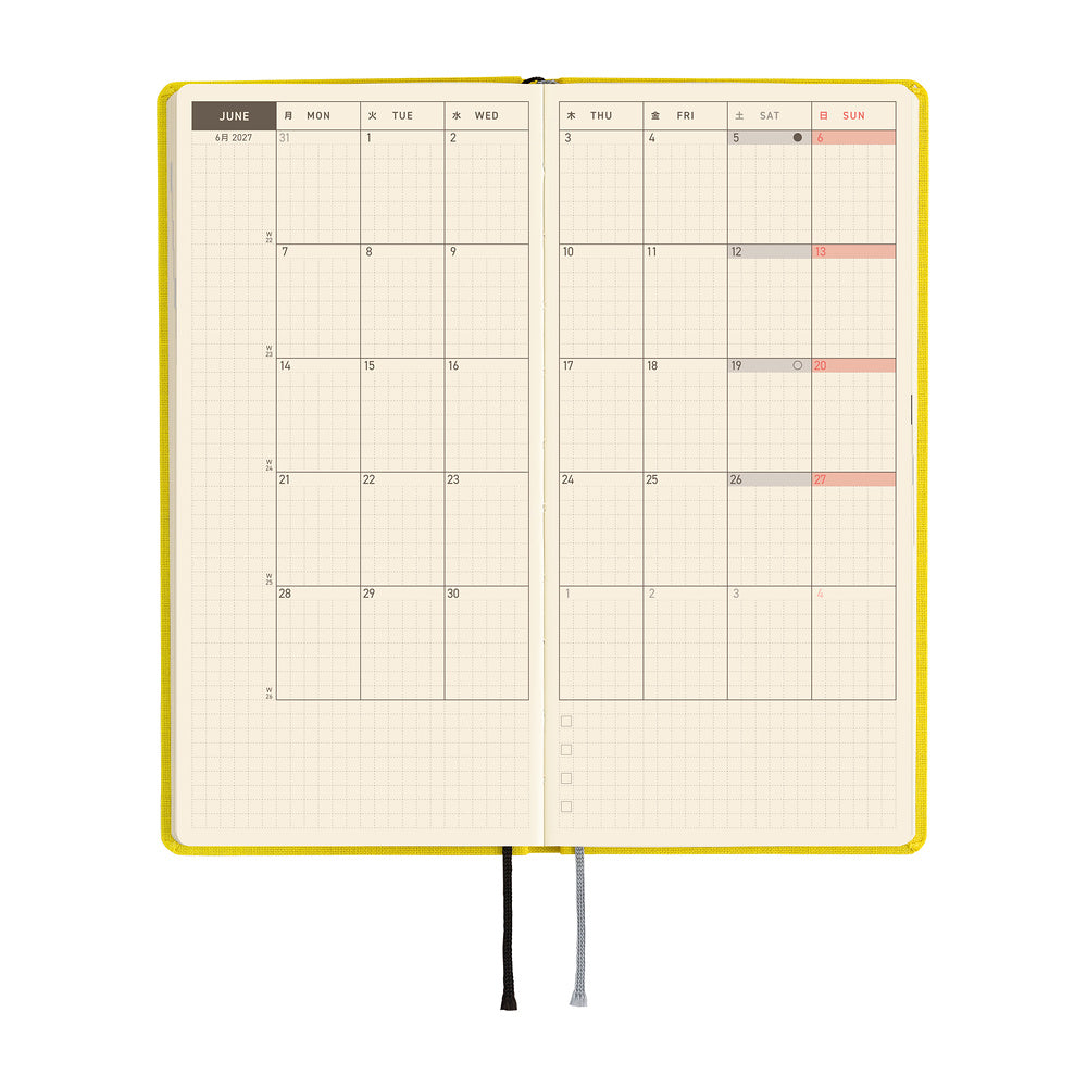 Hobonichi Kalender Weeks Colors: Canaria Yellow - 2027 bei Nauli and Stories
