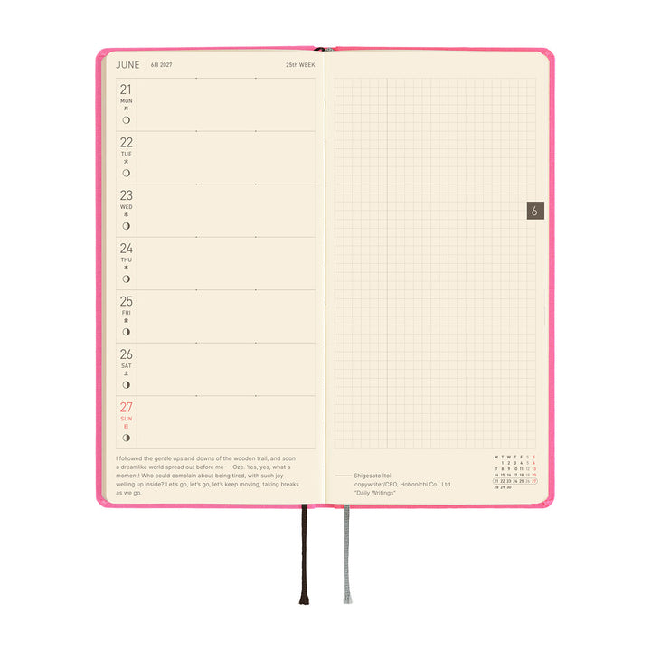 Hobonichi Kalender Weeks Colors: Pink Sapphire - 2027 bei Nauli and Stories