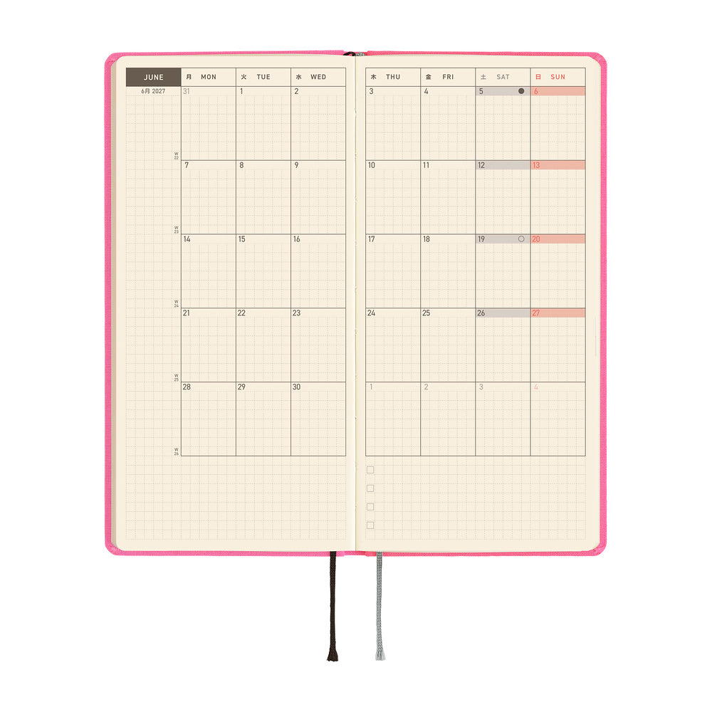 Hobonichi Kalender Weeks Colors: Pink Sapphire - 2027 bei Nauli and Stories