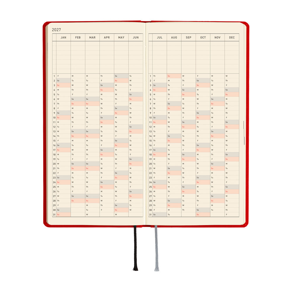 Hobonichi Kalender Weeks Colors: Poppy Red - 2027 bei Nauli and Stories