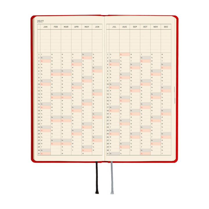 Hobonichi Kalender Weeks Colors: Poppy Red - 2027 bei Nauli and Stories