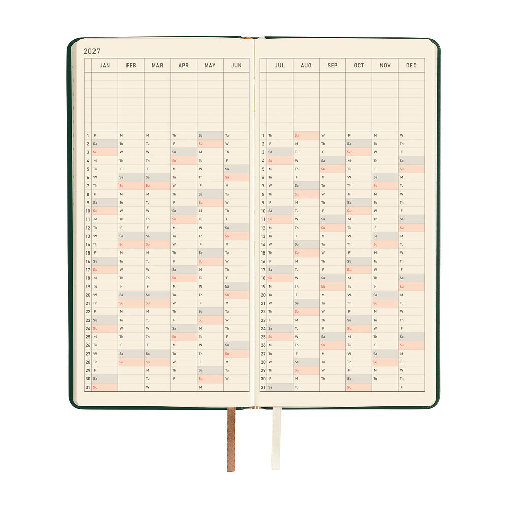 Hobonichi Kalender Weeks Leather: Forest Green - 2027 bei Nauli and Stories