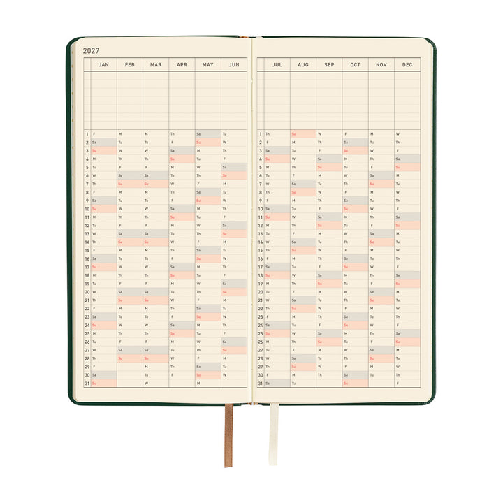 Hobonichi Kalender Weeks Leather: Forest Green - 2027 bei Nauli and Stories