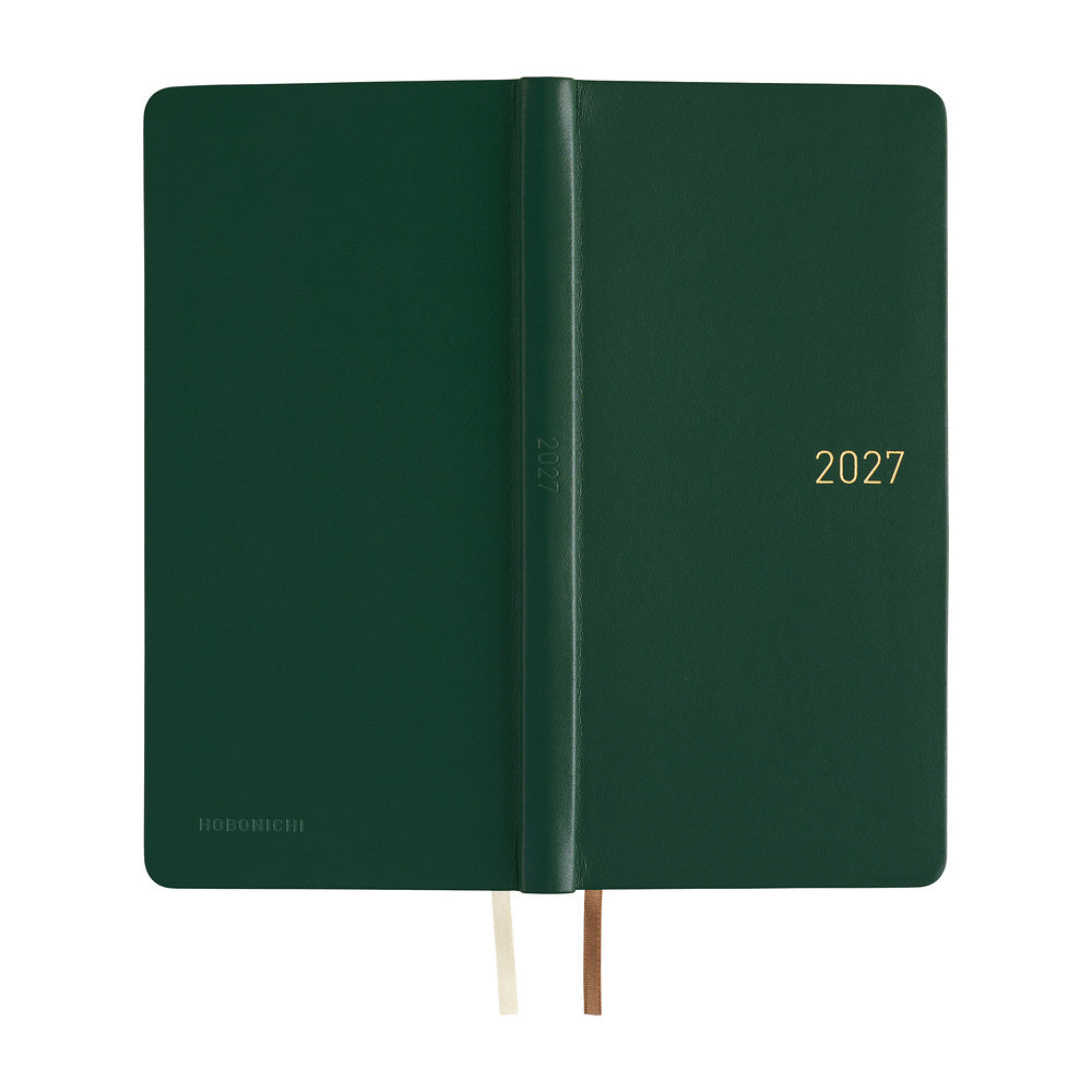 Hobonichi Kalender Weeks Leather: Forest Green - 2027 bei Nauli and Stories
