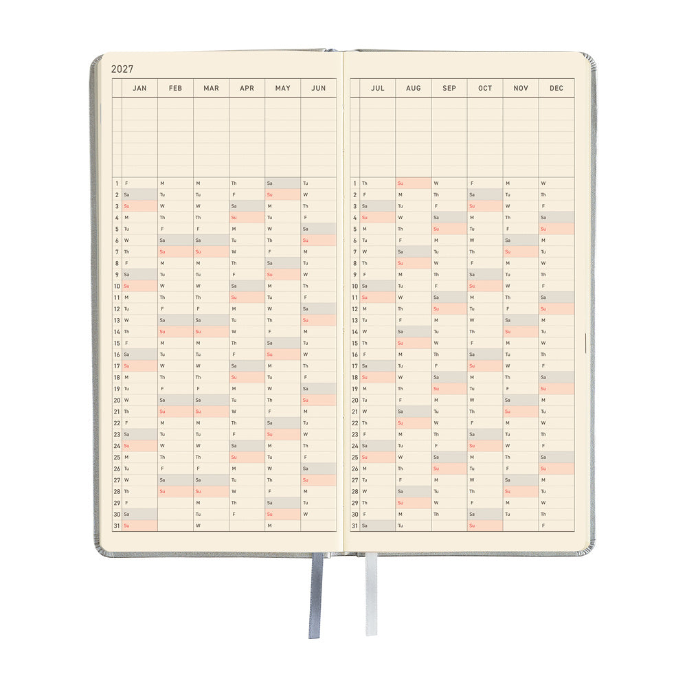 Hobonichi Kalender Weeks Leather: Noble Silver - 2027 bei Nauli and Stories