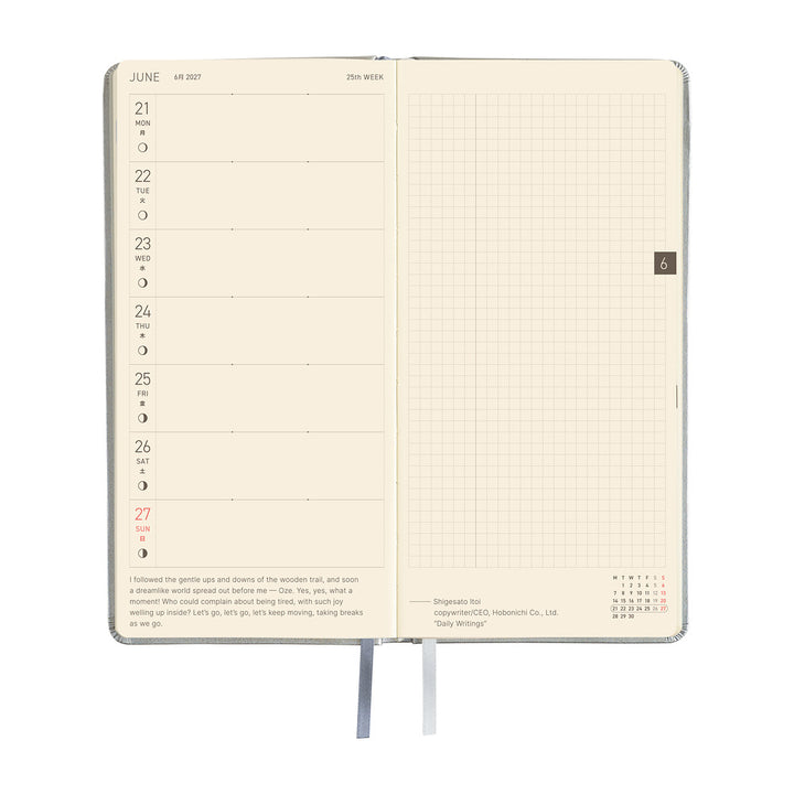 Hobonichi Kalender Weeks Leather: Noble Silver - 2027 bei Nauli and Stories