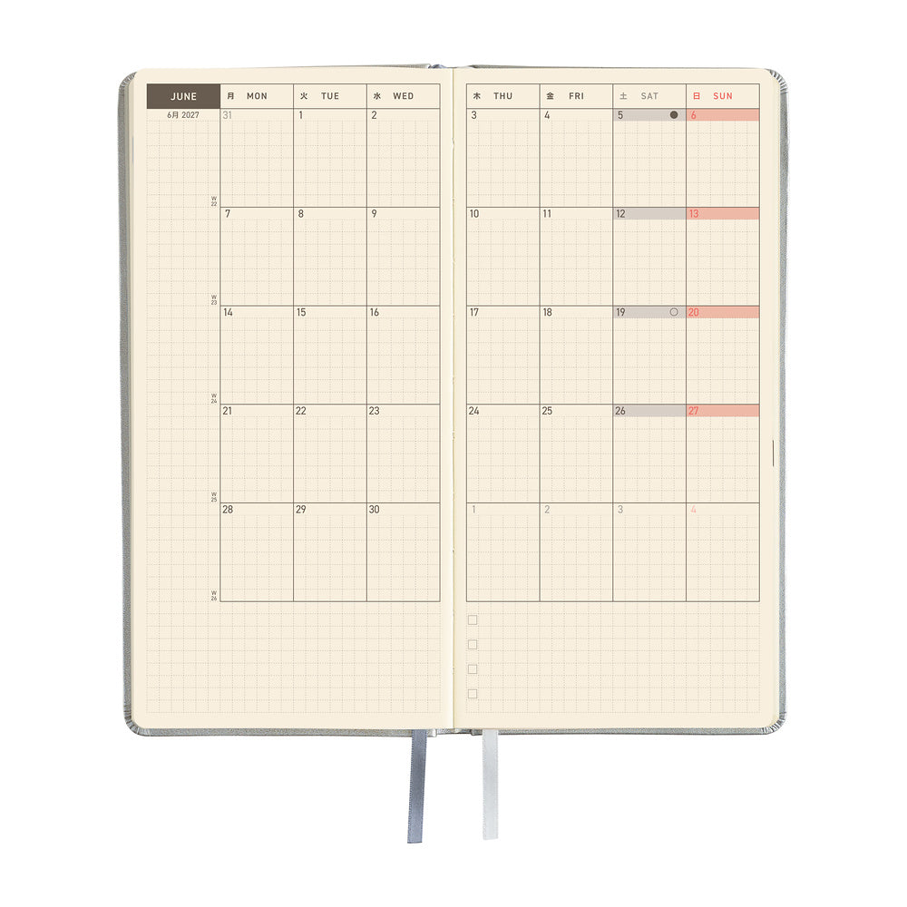 Hobonichi Kalender Weeks Leather: Noble Silver - 2027 bei Nauli and Stories