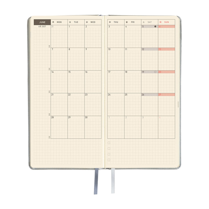 Hobonichi Kalender Weeks Leather: Noble Silver - 2027 bei Nauli and Stories