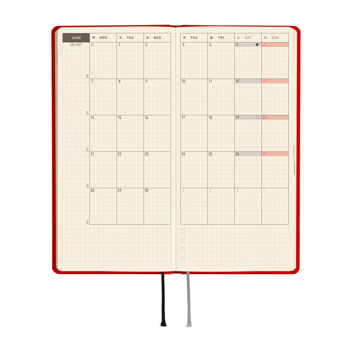 Hobonichi Kalender Weeks MEGA Colors: Poppy Red - 2027 bei Nauli and Stories