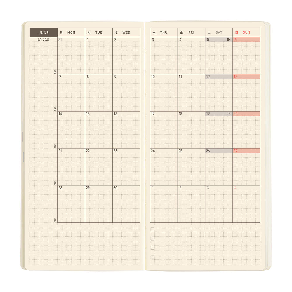 Hobonichi Kalender Weeks MEGA Sneaker: Mandarin Orange - 2027 bei Nauli and Stories