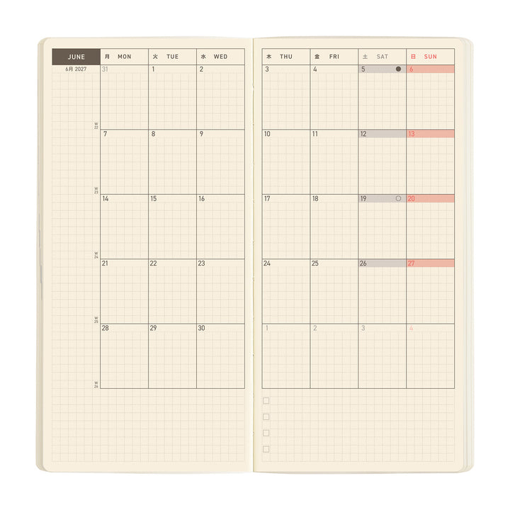 Hobonichi Kalender Weeks MEGA Sneaker: Mandarin Orange - 2027 bei Nauli and Stories