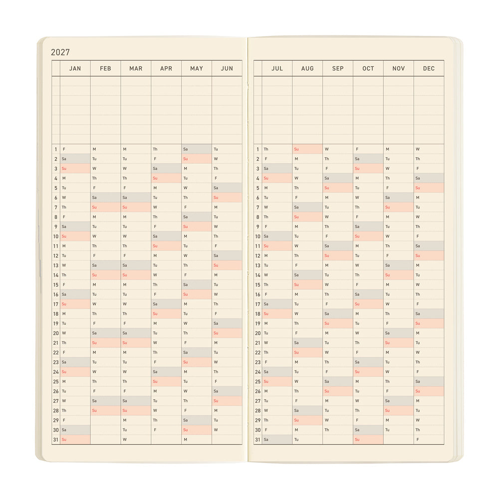 Hobonichi Kalender Weeks MEGA Sneaker: Mandarin Orange - 2027 bei Nauli and Stories