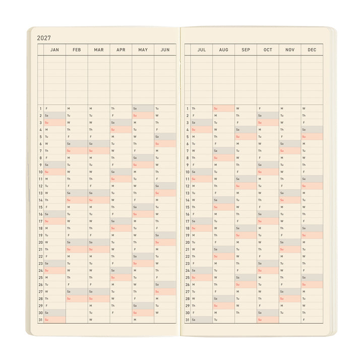 Hobonichi Kalender Weeks MEGA Sneaker: Mandarin Orange - 2027 bei Nauli and Stories