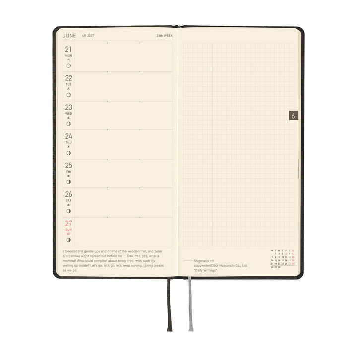 Hobonichi Kalender Weeks Paper Series: Black Argyle - 2027 bei Nauli and Stories