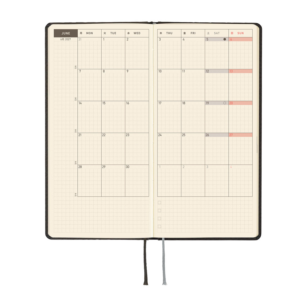 Hobonichi Kalender Weeks Paper Series: Black Argyle - 2027 bei Nauli and Stories