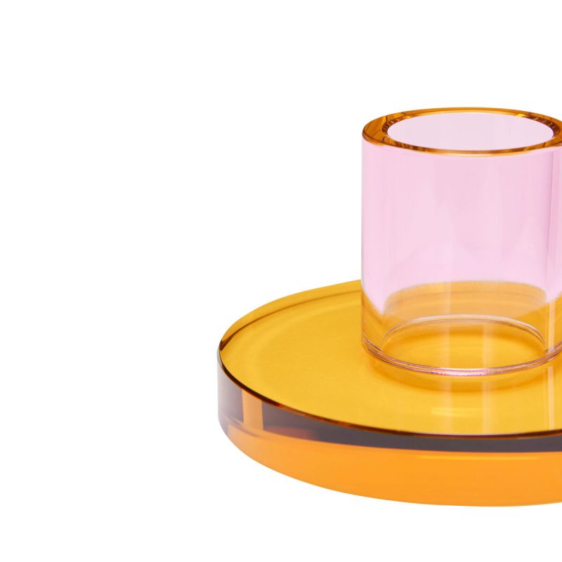 Hübsch Kerzenständer Kerzenständer aus Glas rosa orange