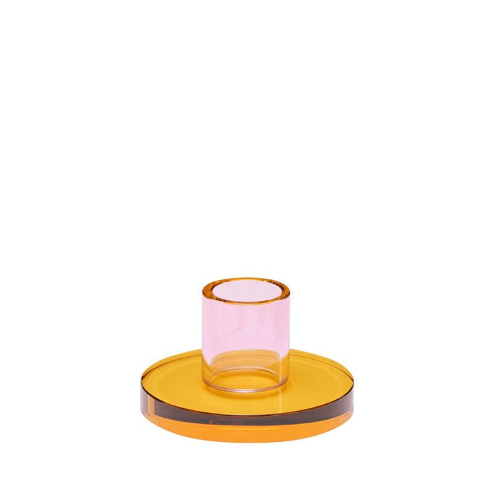 Hübsch Kerzenständer Kerzenständer aus Glas rosa orange