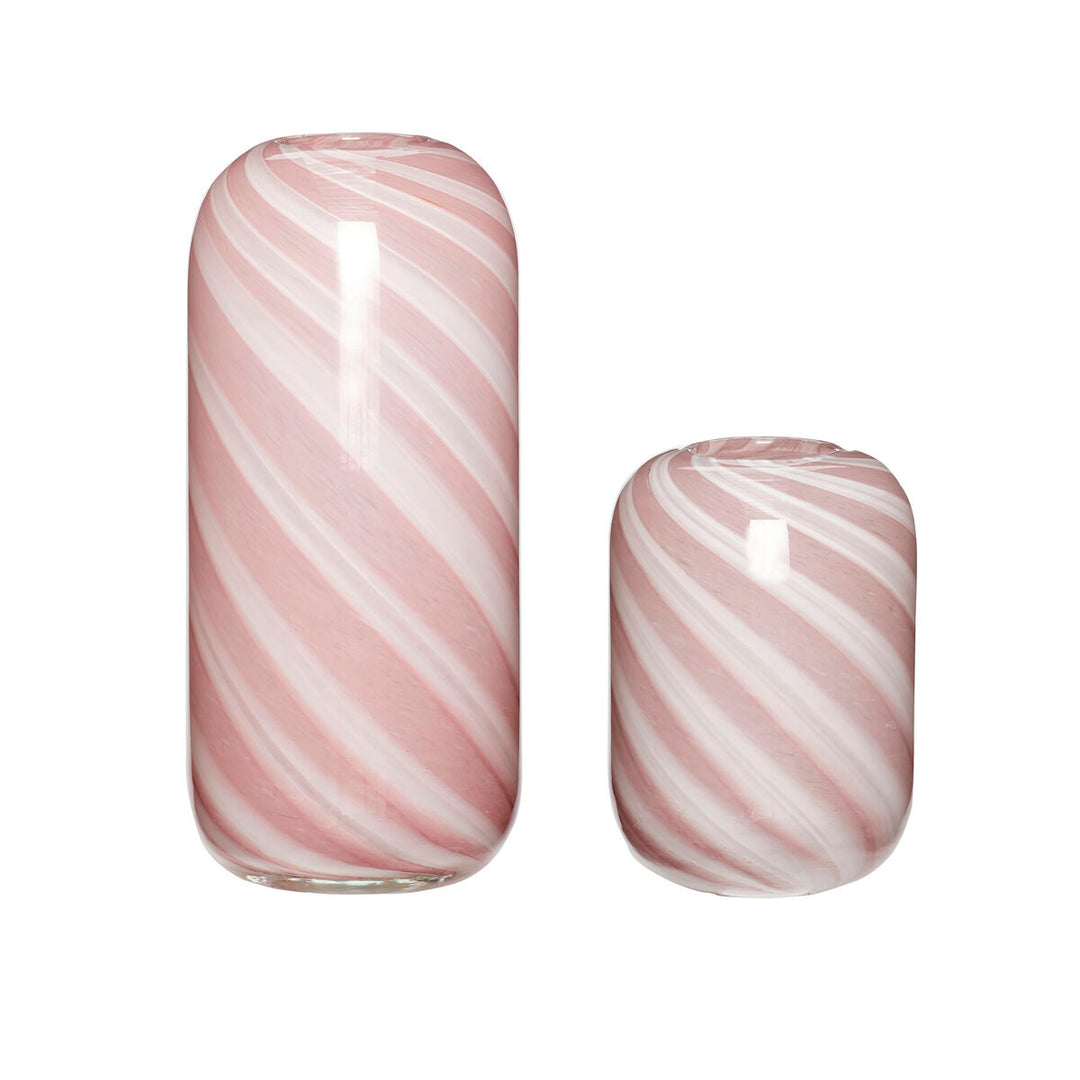 Hübsch Vase Glasvase rosa weiß Candy