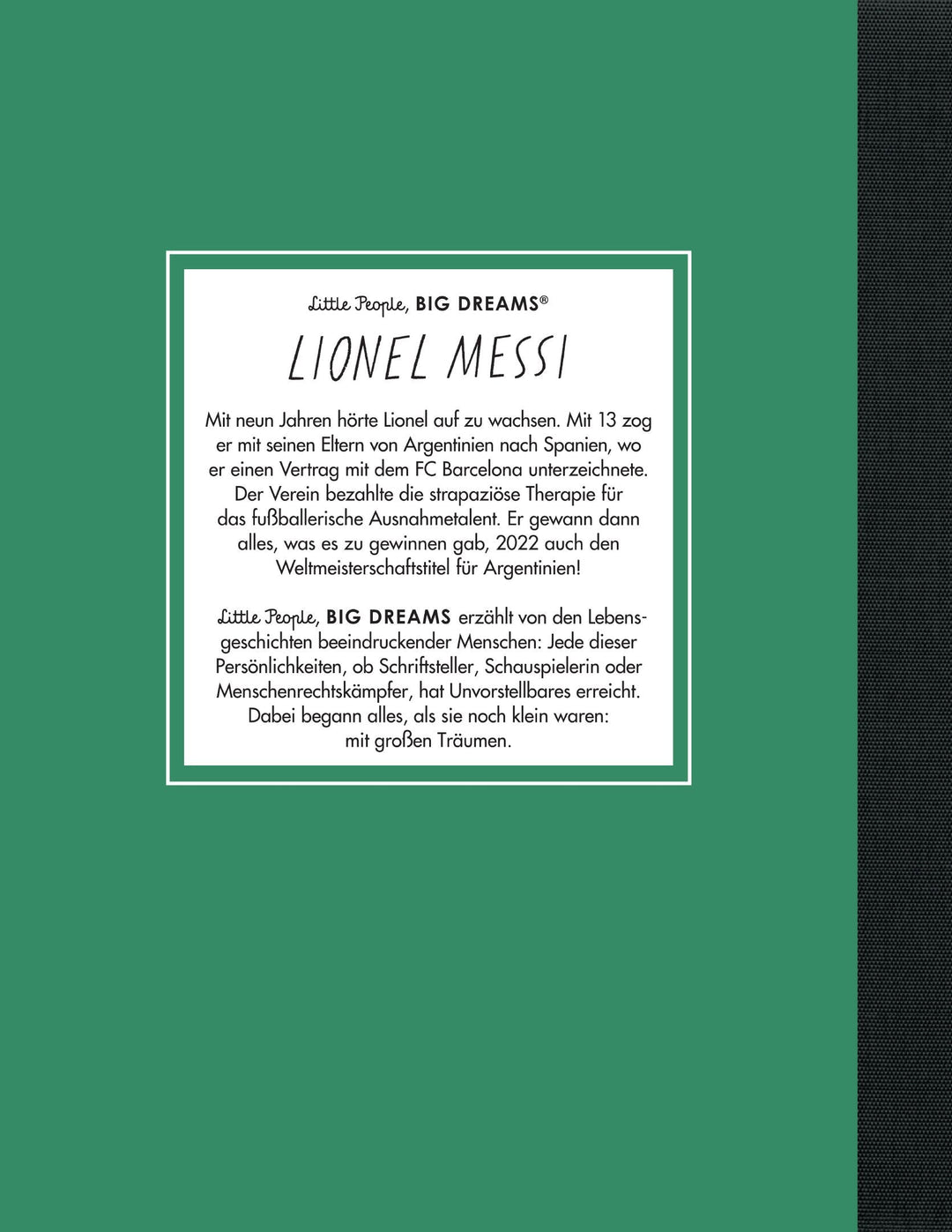 Insel Verlag Bilderbuch Little People, Big Dreams auf Deutsch: Lionel Messi