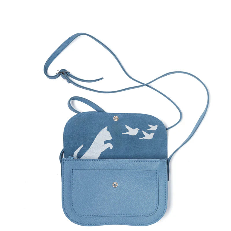 Keecie Handtasche Cat Chase kleine Ledertasche blau | painters blue