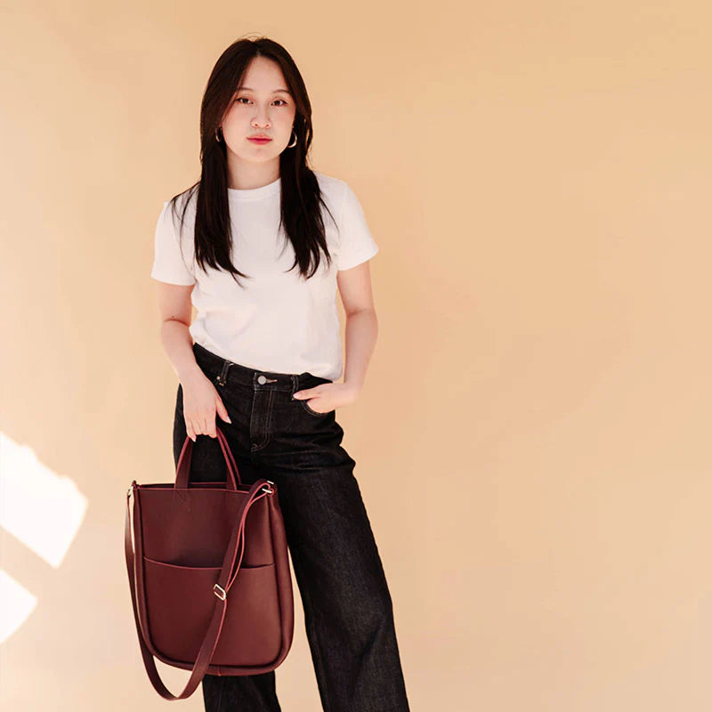 Keecie Handtasche große Ledertasche Day Dreamer - Aubergine bei Nauli and Stories