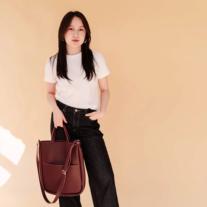 Keecie Handtasche große Ledertasche Day Dreamer - Aubergine bei Nauli and Stories