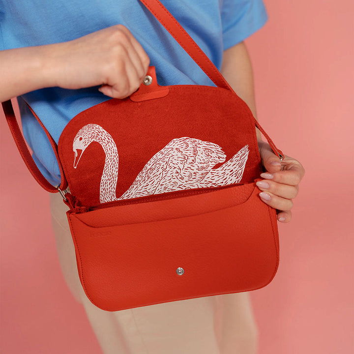 Keecie Handtasche Lederhandtasche Wild Swan - Coral rot