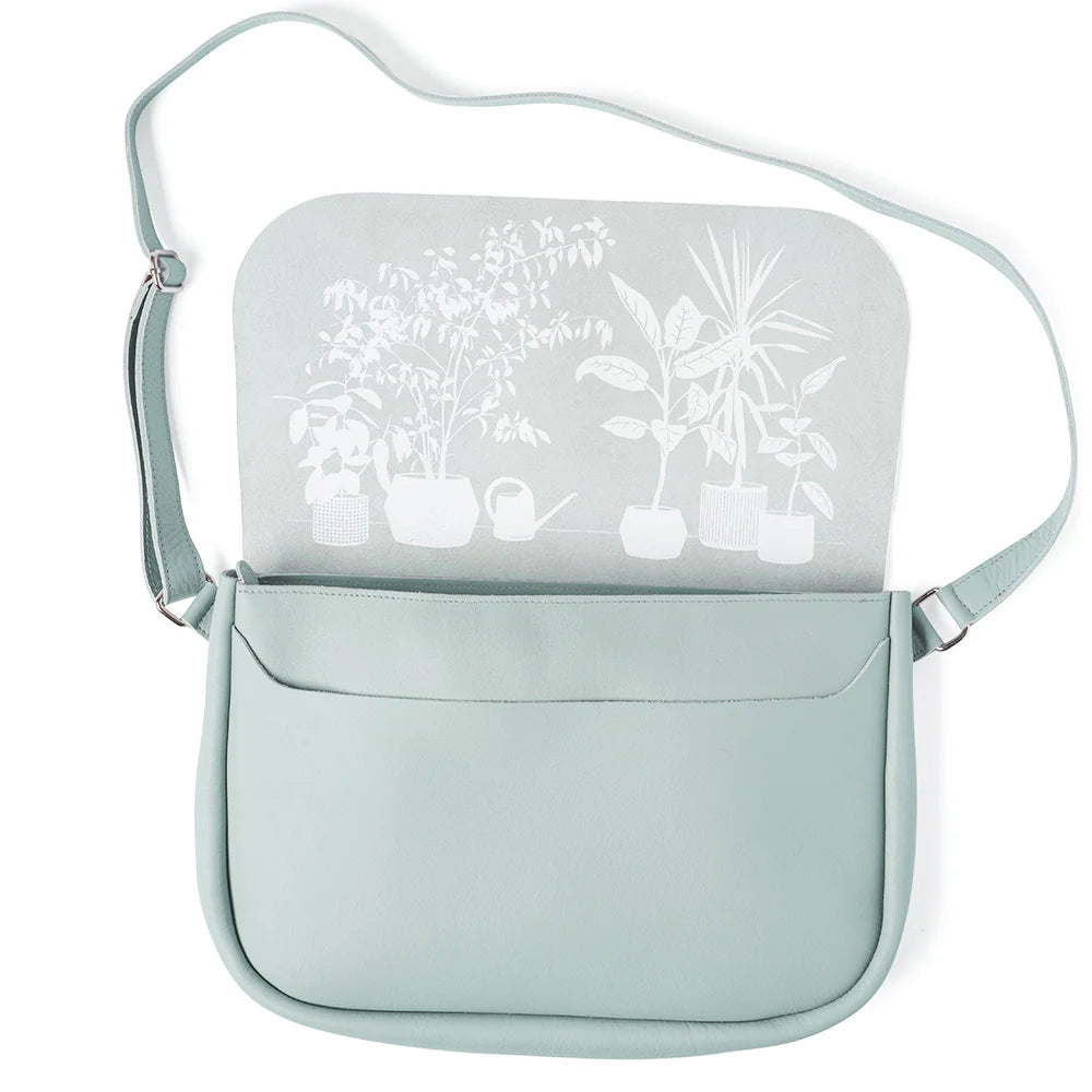 Keecie Handtasche Mintfarbene Umhängetasche aus Leder - Plant Sitter - Dusty Green