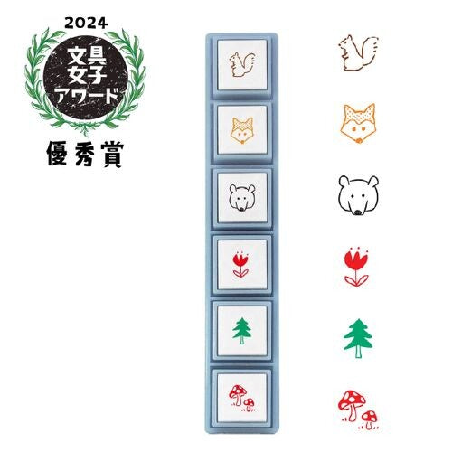 Kodomo No Kao Pre-Inked Stempel Pochitto Pick! - Wald und seine Tiere bei Nauli and Stories